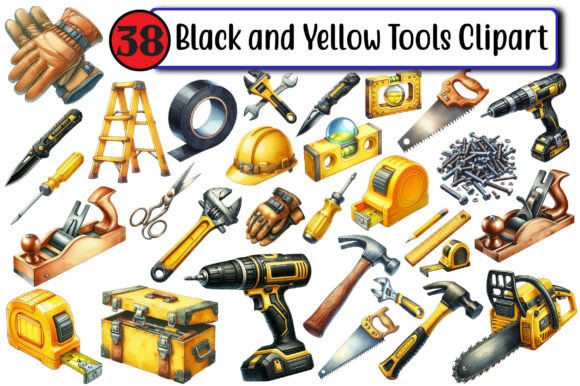 Download Black and Yellow Tools Clipart - Yellow Collection