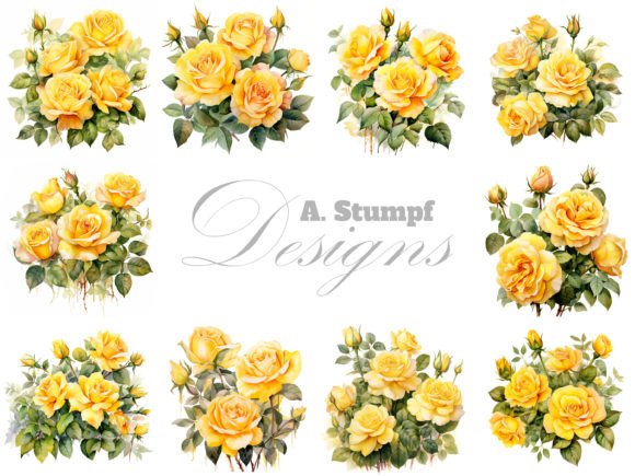 Download Yellow Roses Watercolor Flowers Clipart - Yellow Collection